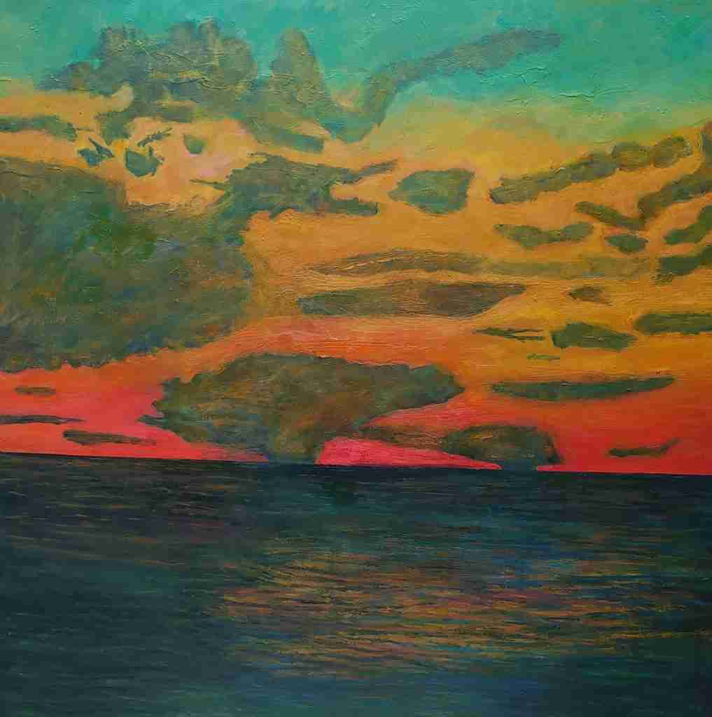Meta - dipinto olio su tela di Gisella Farinini (2024, 100 x 100 cm)