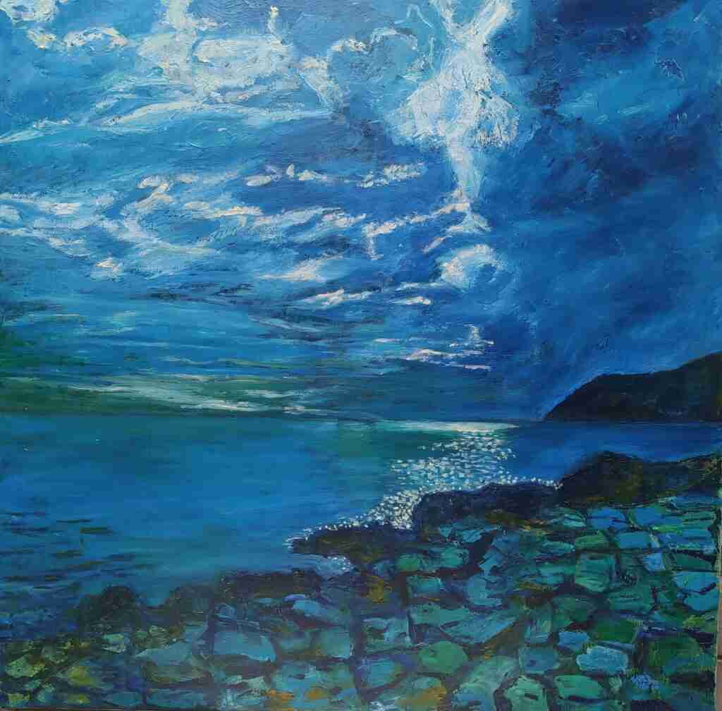 Notturno - dipinto olio su tela di Gisella Farinini (2022, 100 x 100 cm)