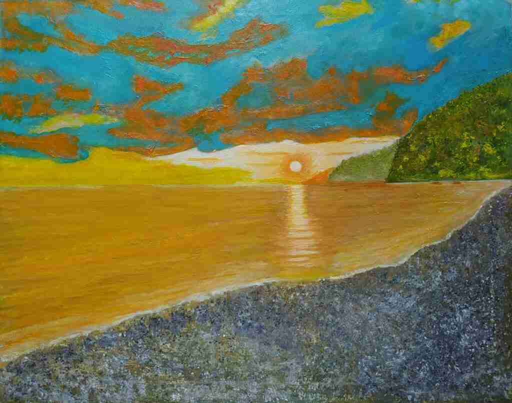 La strada verso l'infinito - dipinto olio su tela di Gisella Farinini (2022, 100 x 80 cm)