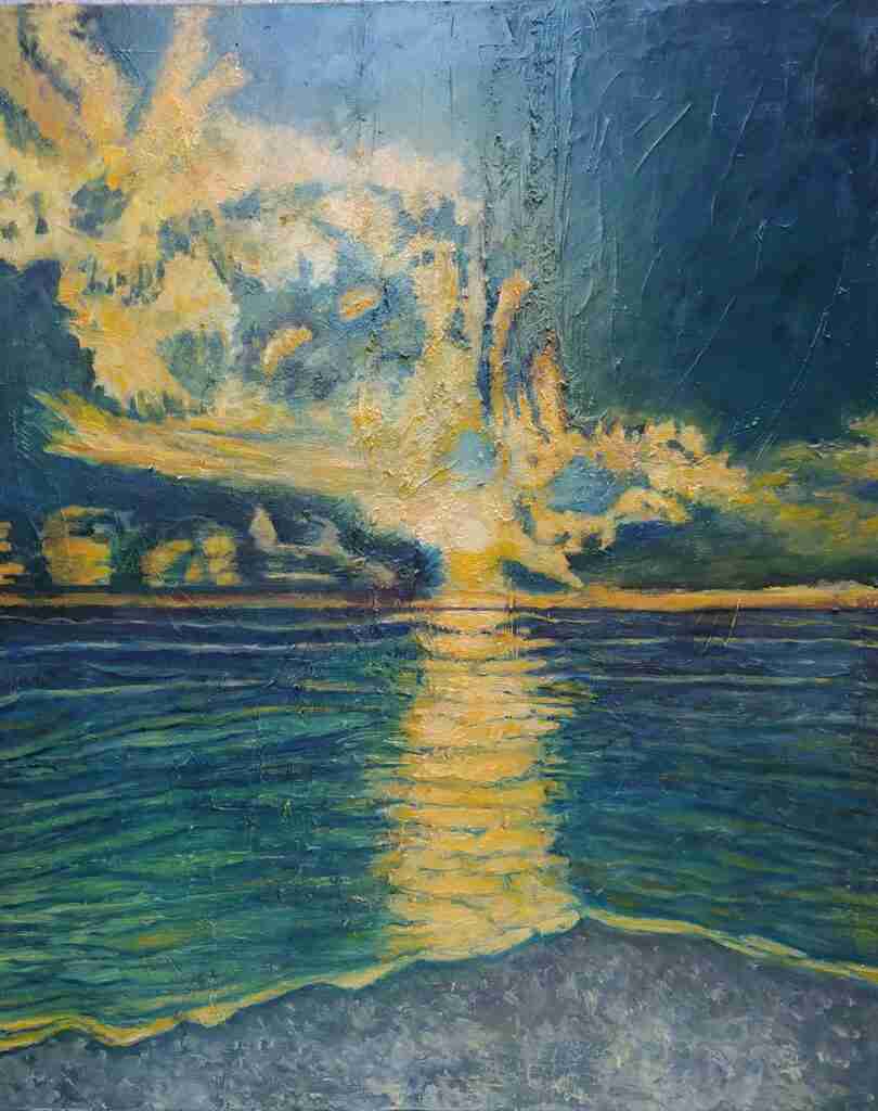 Sognando... - dipinto olio su tela di Gisella Farinini (2022, 100 x 80 cm)