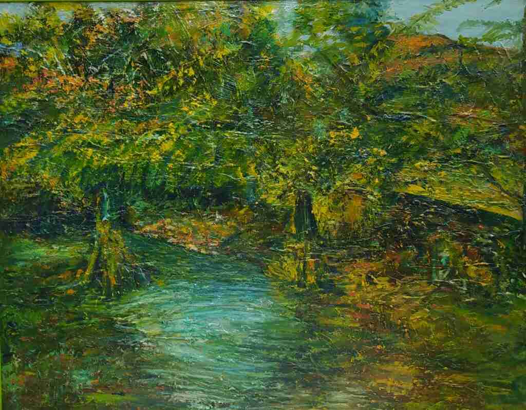 Nel bosco incantato - dipinto olio su tela di Gisella Farinini (2016, 100 x 80 cm)