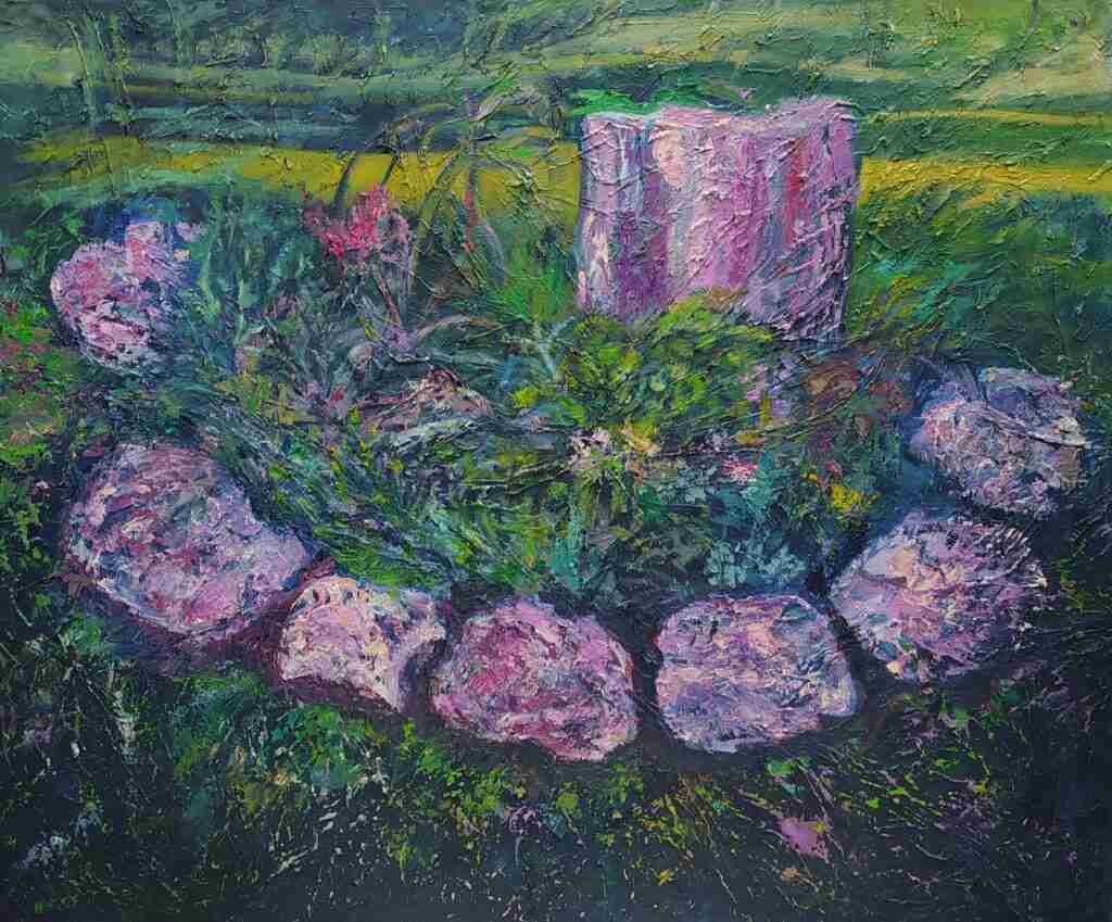 L'aiuola - dipinto olio su tela di Gisella Farinini (2016, 100 x 80 cm)
