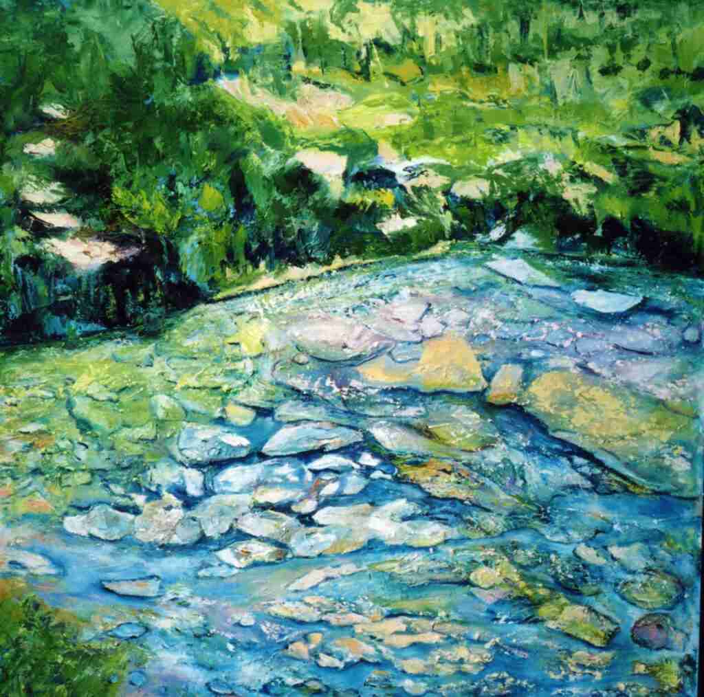 Sassi - dipinto olio su tela di Gisella Farinini (2003, 100 x 100 cm)