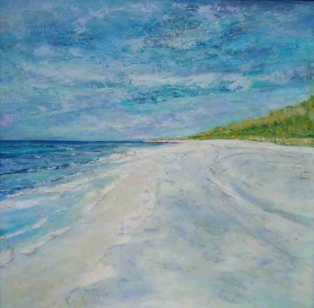 La grande spiaggia - dipinto olio su tela di Gisella Farinini (2003, 100 x 100 cm)