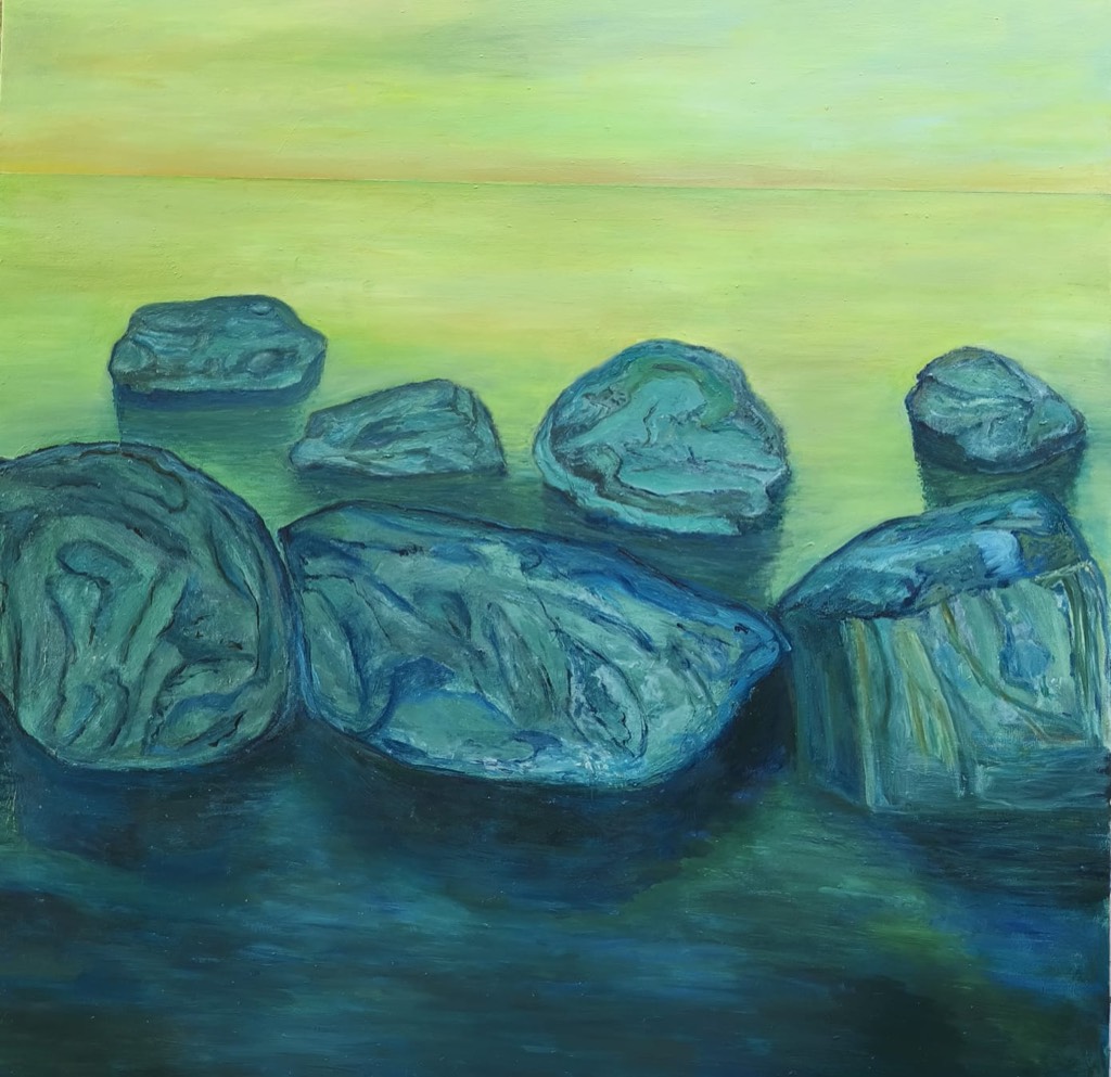 Il riposo dei custodi - dipinto olio su tela di Gisella Farinini (2026, 100 x 100 cm)